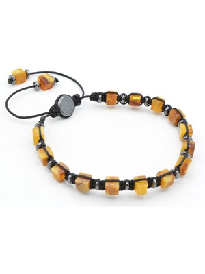 Murty99 Hakiki Doğal Makrome Model Damla Kehribar Bileklik 004