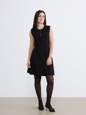 Soulife Petite Bisiklet Yaka A Kesim Peplum Mini Elbise