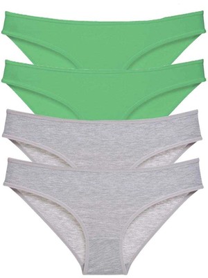 Liyuza 4 Adet Süper Eko Set Likralı Kadın Slip Külot Yeşil Gri