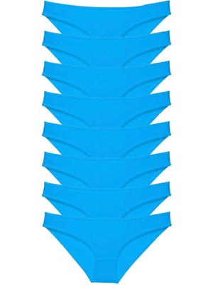 Liyuza 8 Adet Süper Eko Set Likralı Kadın Slip Külot Mavi
