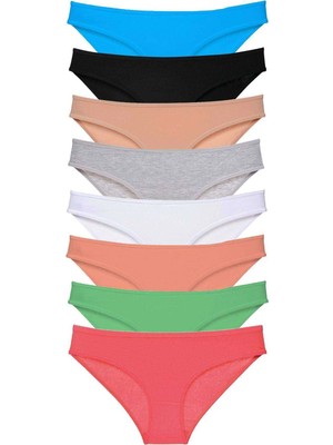Liyuza 8 Adet Süper Eko Set Likralı Kadın Slip Külot Set 7