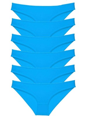 Liyuza 6 Adet Süper Eko Set Likralı Kadın Slip Külot Mavi