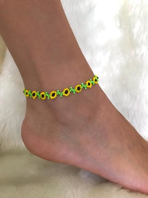 Beykan Ayçiçeği Temalı Bijuteri Halhal Kadınlar İçin Dayanıklı ve Şık Tasarım