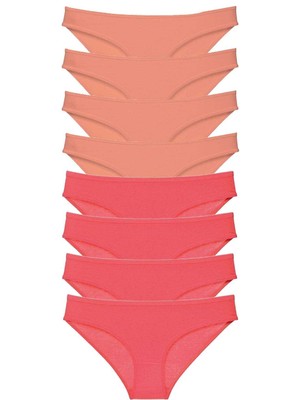 Liyuza 8 Adet Eko Set Likralı Kadın Slip Külot Pudra Fuşya