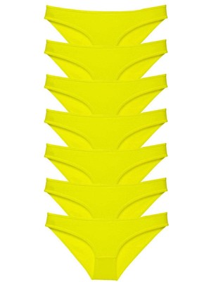 Liyuza 7 Adet Süper Eko Set Likralı Kadın Slip Külot Sarı