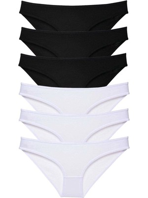 Liyuza 6 Adet Eko Set Likralı Kadın Slip Külot Siyah Beyaz