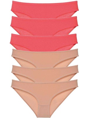 Liyuza 6 Adet Süper Eko Set Likralı Kadın Slip Külot Fuşya Ten