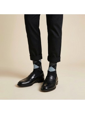 Lykos Erkek 2'li Paket Klasik Baklava Desenli Konfor Soket Çorap