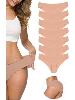 Liyuza 7 Adet Kadın Dikişsiz Lazer Kesim Esnek Iz Yapmayan Külot Ten