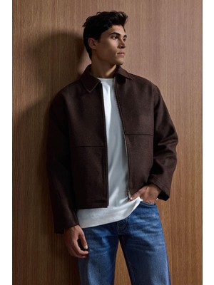 Abluka Online Erkek Relax Fit Premium Kaşe Ceket Kaban Kahverengi