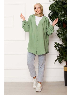 SVS Önden Düğmeli Kimono Gömlek Yeşil