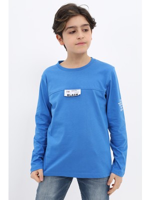 Toontoy Erkek Çocuk Baskılı Bisiklet Yaka Uzun Kollu Tişört