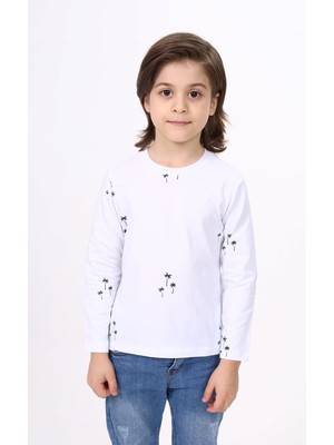 Toontoy Erkek Çocuk Baskılı Bisiklet Yaka Uzun Kollu Tişört
