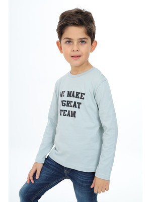 Toontoy Erkek Çocuk Baskılı Bisiklet Yaka Uzun Kollu Tişört