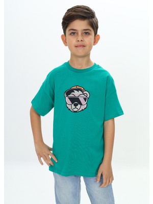 Toontoy Erkek Çocuk Baskılı Bisiklet Yaka Kısa Kollu Tişört