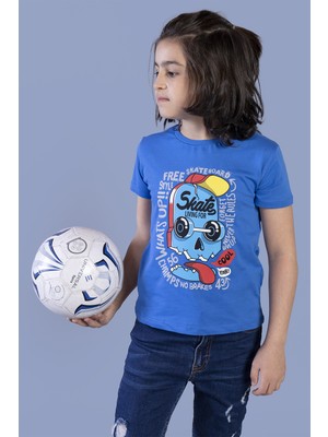 Toontoy Erkek Çocuk Baskılı Bisiklet Yaka Kısa Kollu Tişört