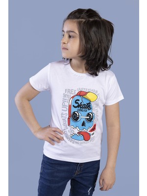 Toontoy Erkek Çocuk Baskılı Bisiklet Yaka Kısa Kollu Tişört