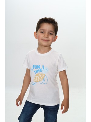 Toontoy Erkek Çocuk Baskılı Bisiklet Yaka Kısa Kollu Tişört
