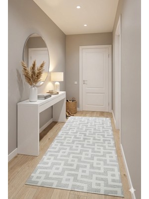Babil Home Kaymaz Tabanlı Kesme  Salon Koridor Mutfak Yatak Odası Halısı 6017 Gri