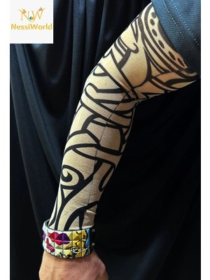 Epilons Mey Ithalat® Giyilebilir Kol Dövmesi Çorap Dövme 3D Baskılı Kol Bacak Dövme 2 Adet Model 12