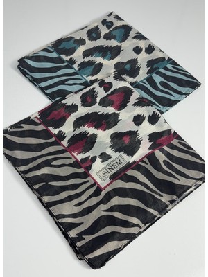 Sinem India Leopar Desen 2'li Sorti  Eşarp -6294-11