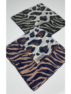 Sinem India Leopar Desen 2\'li  Eşarp -6294-21