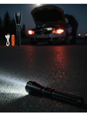 Epilons Mey Ithalat® Uzun Ömürlü Bataryalı Şarjlı El Feneri Güçlü LED Aydınlatma