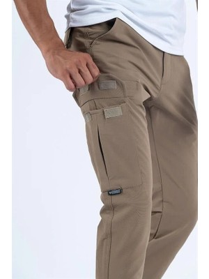 Beyzdenim Krem Ripsstop Yazlık Taktikal Kargo Pantolon Regular Kesim Yüksek Bel Pamuk Kumaşlı