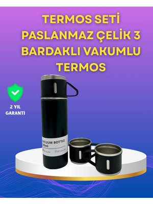 Epilons Mey Ithalat® Çelik Termos Bardak Seti | 500 ml Kapasite, Kaymaz Taban, Hediye Kutulu