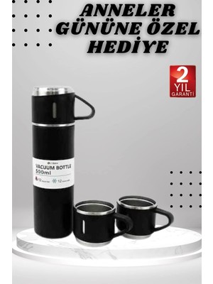 Epilons Mey Ithalat® 3 Bardaklı Termos Seti Anneler Gününe Özel Hediye Taşınabilir Sızdırmaz Isı Koruyucu