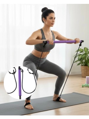 Epilons Mey Ithalat® Taşınabilir Pilates Bar Ev Sporuna Uygun Hafif ve Dayanıklı Yapı