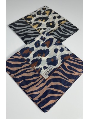 Sinem India Leopar Desen 2\'li  Eşarp -6294-18