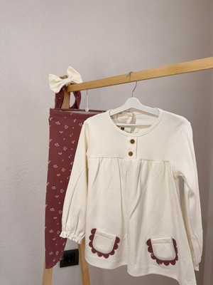 Babudi %100 Pamuk Kız Bebek 3’lü Takım – Elbise, Tayt & Bandana