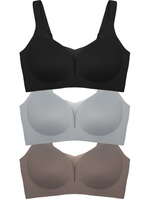 Cottonhill Seamless Bra - Shape | Lazer Kesim Dikişsiz Toparlayıcı Büyük Beden Tüllü Kadın Sütyen 3'lü Paket-2