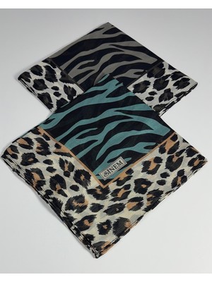 Sinem India Zebra Desen 2\'li  Eşarp -6293-04