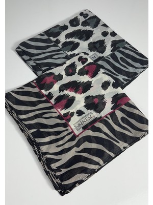 Sinem India Leopar Desen 2'li  Eşarp -6294-13