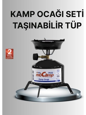 Epilons Mey Ithalat® Kompakt Kamp Ocağı Seti Gaz Tüplü Ayarlanabilir Alevli 400G Hafif Tasarım