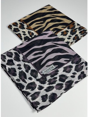 Sinem India Zebra Desen 2'li  Eşarp -6293-07