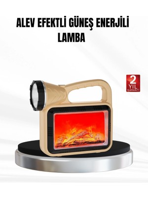 Epilons Mey Ithalat® Solar Alev Işığı Cob Teknolojili Taşınabilir El Feneri ve Kamp Lambası