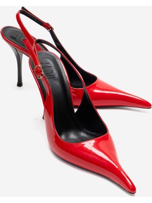 Luvi Candy Kırmızı Rugan Sivri Burunlu Kadın Topuklu Ayakkabı