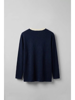 Abluka Online Erkek Kontrast Detaylı Oversize Basic Sweatshirt Lacivert