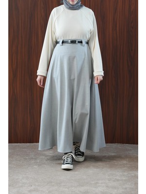 Ande Tesettür Basic Kloş Etek - Gri