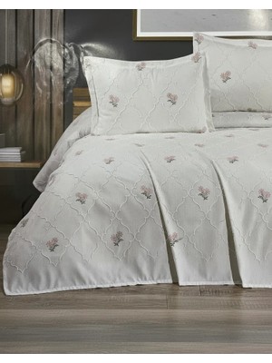 Çeyiz Merkezi Nazende Nakışlı Şönil 3 Parça Pike Takımı - Çift Kişilik ( Kutulu)