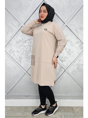 Pys Giyim Kadın Kare Taş Detaylı Armalı Tesettür Tunik