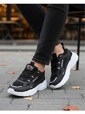 Homiro Erkek Anorak Fuspetli Spor Ayakkabı - Siyah Beyaz