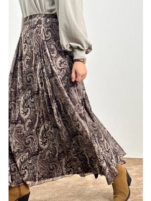 Ande Tesettür Etnik Desen Etek - Acı Kahve