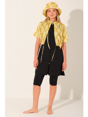 Alfasa Venessa Şapkalı Yarım Kol Yarı Kapalı Mayo - ALF26706