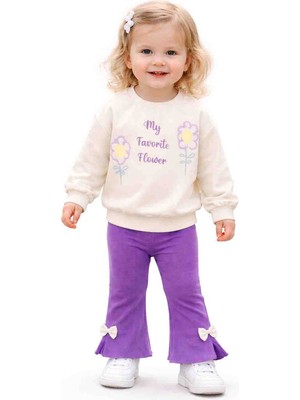 Monvoi Kız Çocuk Çiçek Baskılı Takım