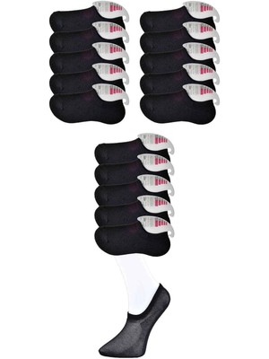 Liyuza Siyah Kadın Görünmez Çorap 15 Çift