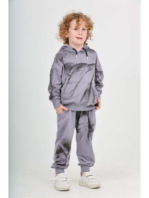 Toontoy Erkek Çocuk 2'li Takım Hype Baskılı Kapüşonlu Cepli Sweatshirt & Beli Paçası Lastikli Cepli Jogger Eşofman Altı - 2 Iplik